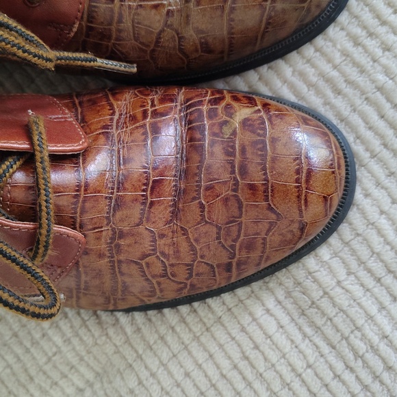 ARIAT Croc Embossed Leather Lace Up Boots Women's 8B - Picture 3 of 15